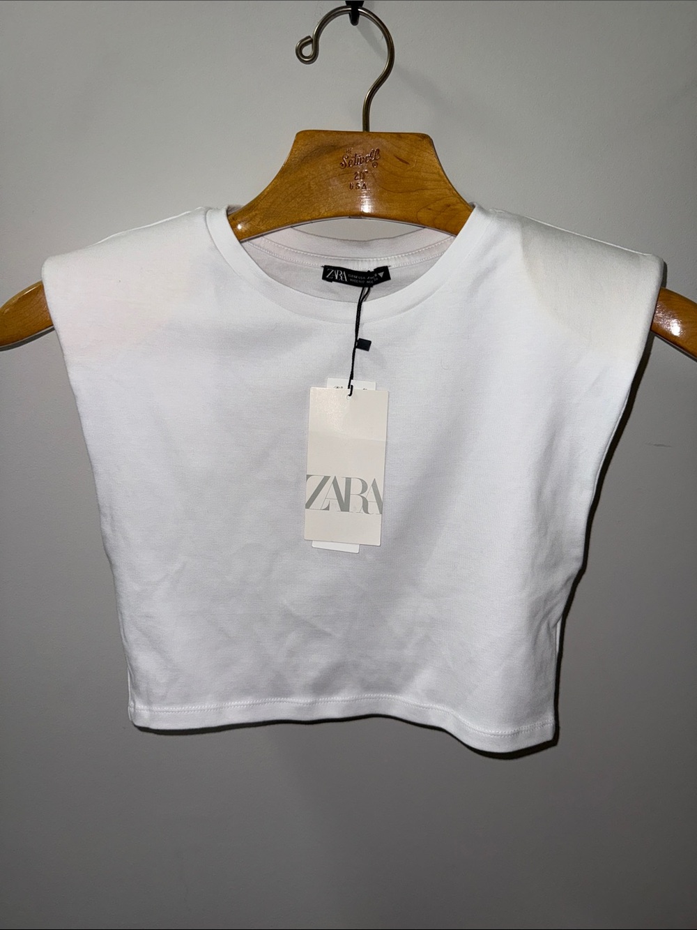 Zara White Cropped Sleeveless Tank Top